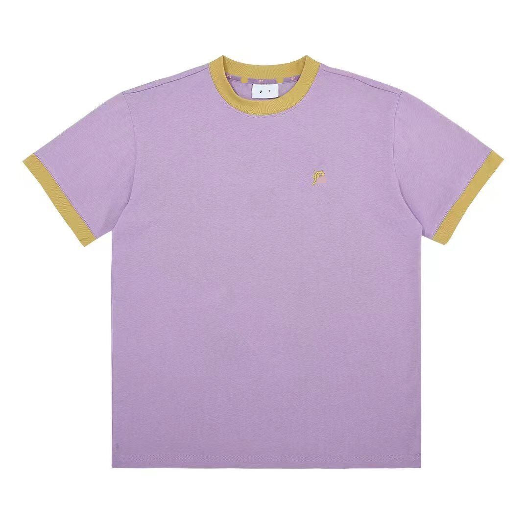 Tide 2023 New Summer Macaron Collision Color Stitching Short-sleeved Male and Female Couples Casual Ins Half-sleeve T-shirt