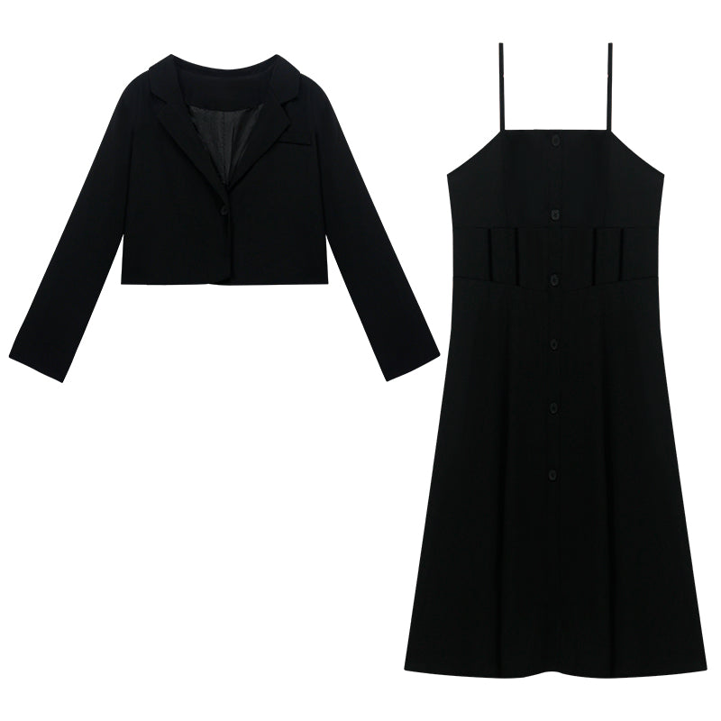 Large Size Wear Premium Sense Blazer Women Early Fall Halter Dress Thin Cover Meat Suit