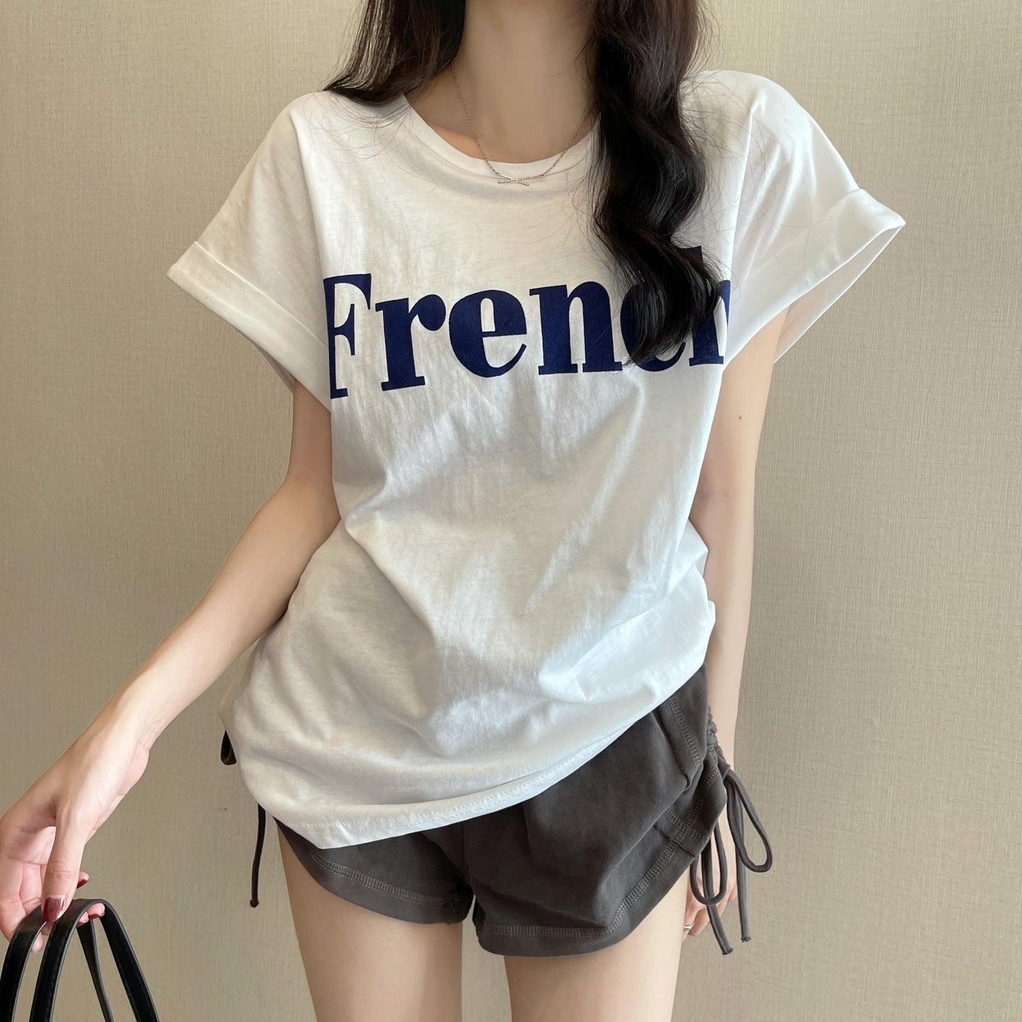 2023 New Net Red Ins Super Hot Skinny Drop Shoulder Sweet Cool Short-sleeved T-shirt Loose Female Summer Student Tops Tide