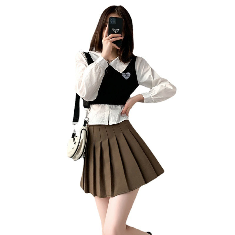 Pleated Skirt Female Summer White Short Skirt Japanese High Waist Thin Jk Plaid A Word Half-body Skirt