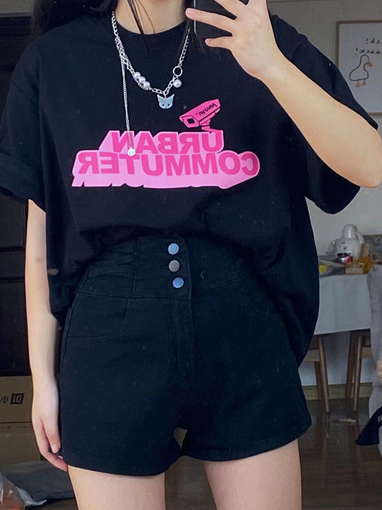 Black High-waisted Denim Shorts Women's Summer Thin Section Thin Covering Belly A Word Wide Leg Hot Pants