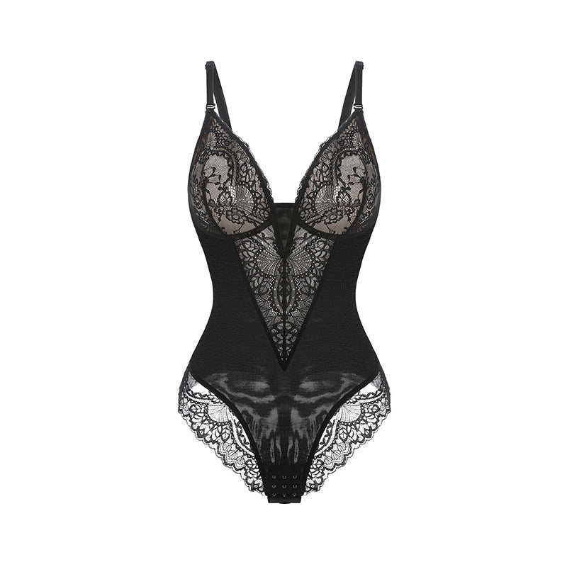 Lace Hollow Bodysuit Sexy Body Shaping Underwear Ladies Belly Lifting Hip Shapewear Large Size Shaping Underwear