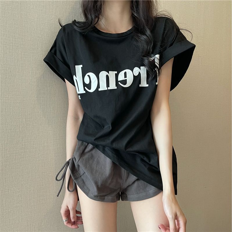 2023 New Net Red Ins Super Hot Skinny Drop Shoulder Sweet Cool Short-sleeved T-shirt Loose Female Summer Student Tops Tide