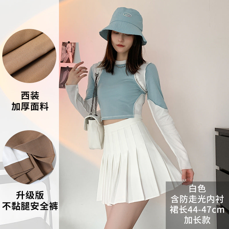 Pleated Skirt Female Summer White Short Skirt Japanese High Waist Thin Jk Plaid A Word Half-body Skirt