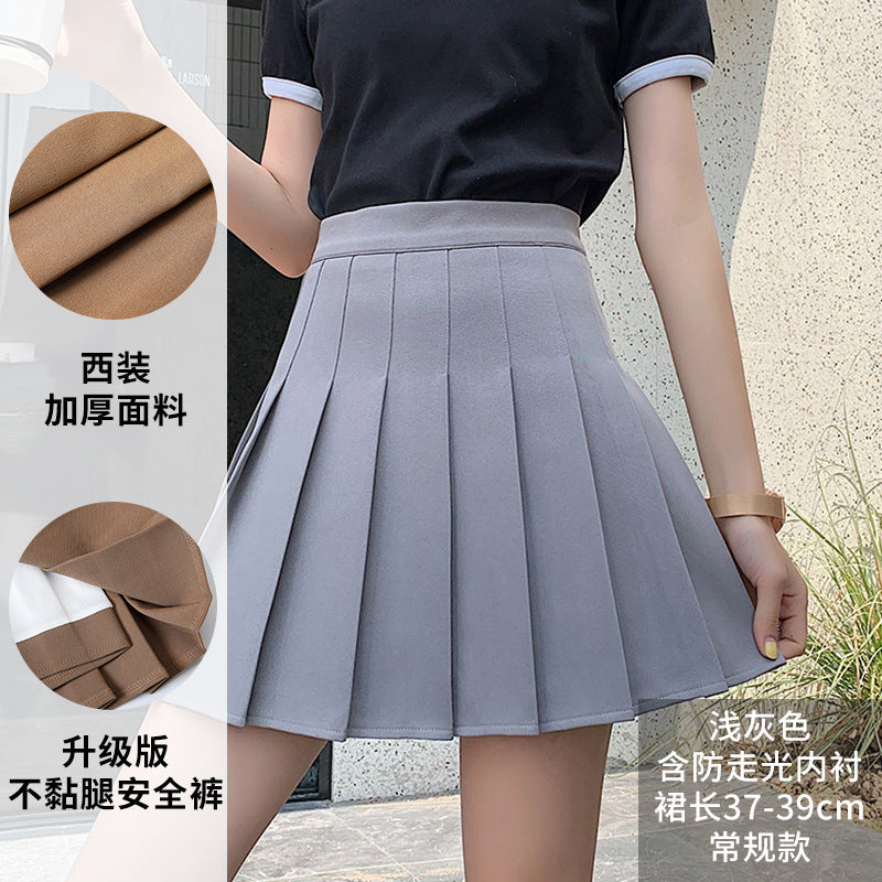 Pleated Skirt Female Summer White Short Skirt Japanese High Waist Thin Jk Plaid A Word Half-body Skirt