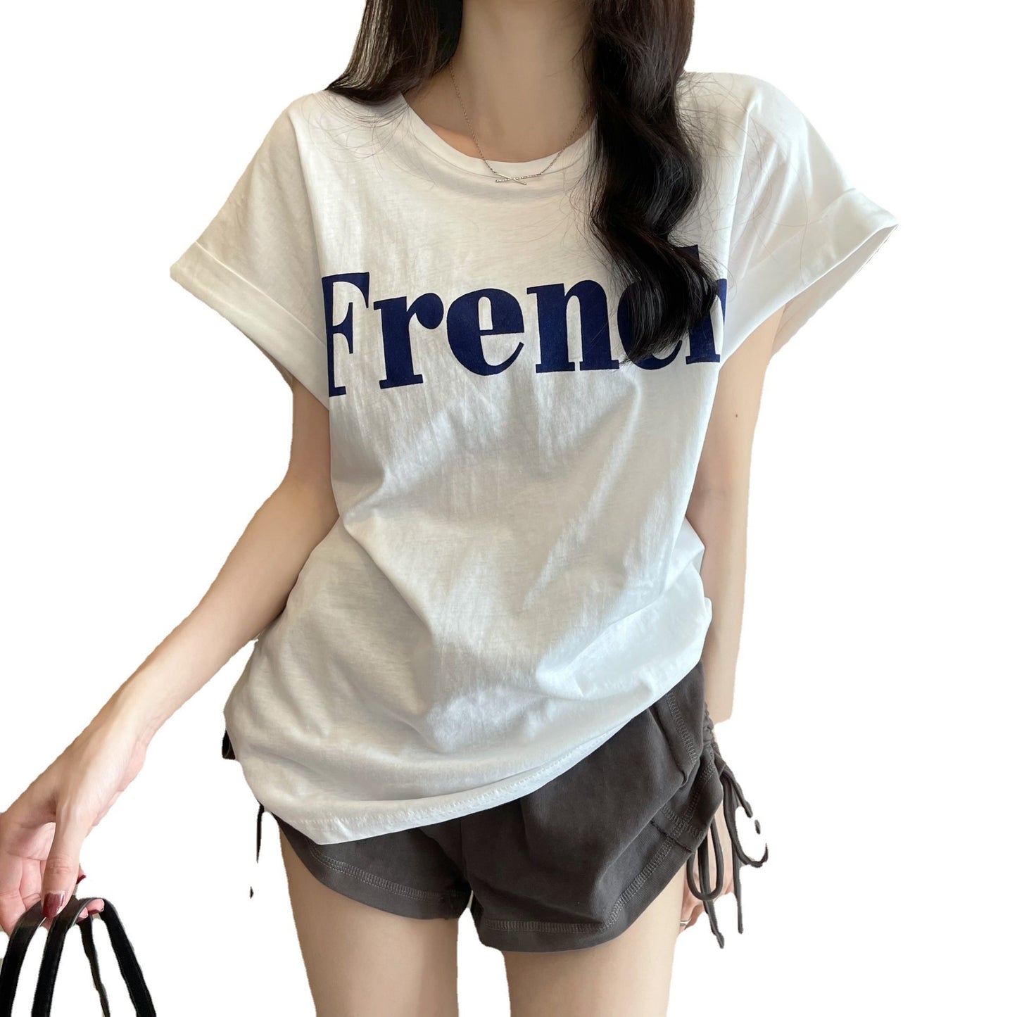 2023 New Net Red Ins Super Hot Skinny Drop Shoulder Sweet Cool Short-sleeved T-shirt Loose Female Summer Student Tops Tide
