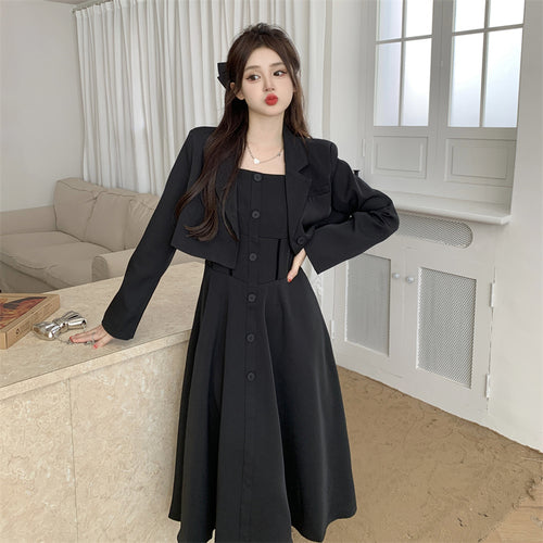 Large Size Wear Premium Sense Blazer Women Early Fall Halter Dress Thin Cover Meat Suit