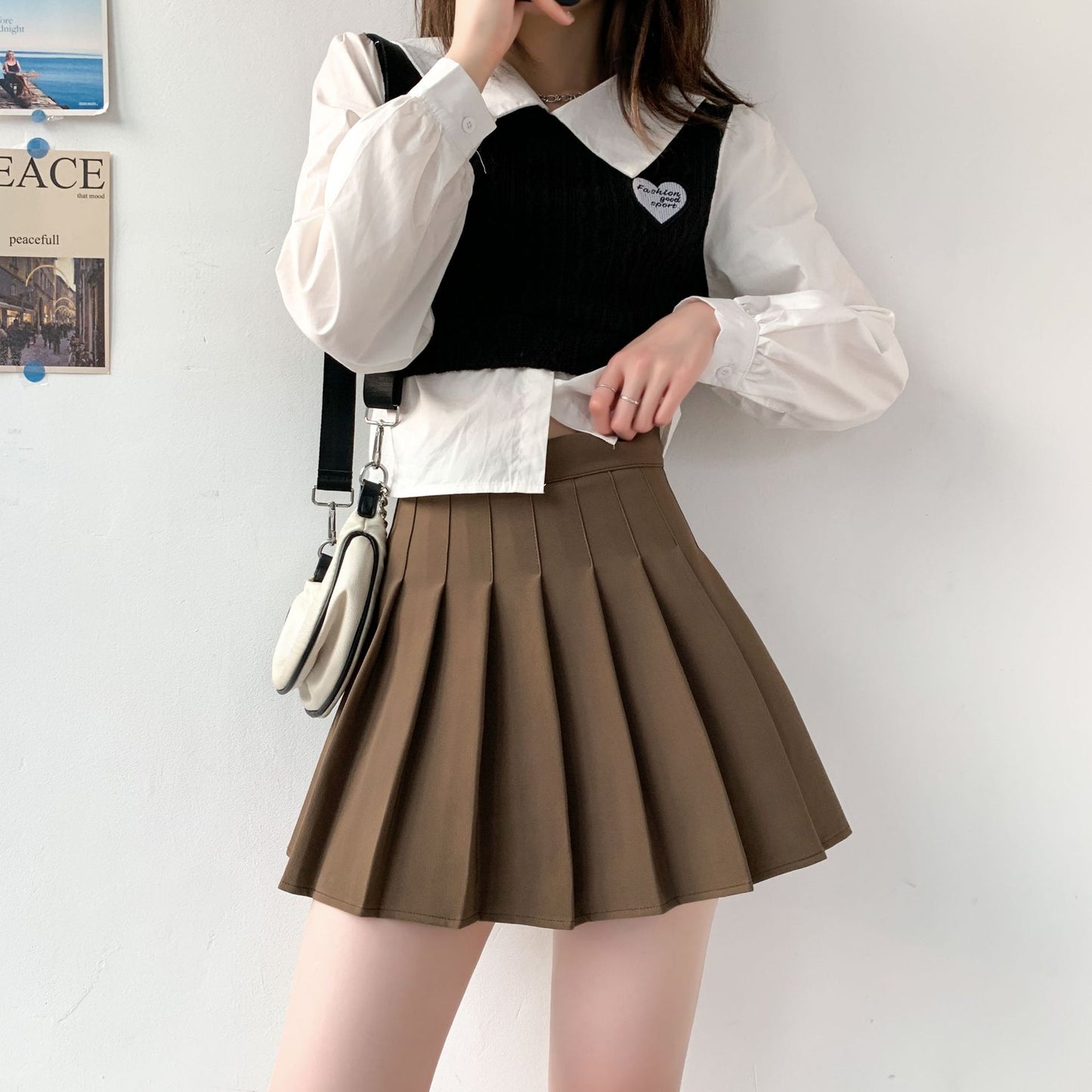 Pleated Skirt Female Summer White Short Skirt Japanese High Waist Thin Jk Plaid A Word Half-body Skirt