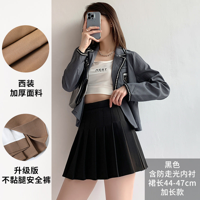 Pleated Skirt Female Summer White Short Skirt Japanese High Waist Thin Jk Plaid A Word Half-body Skirt