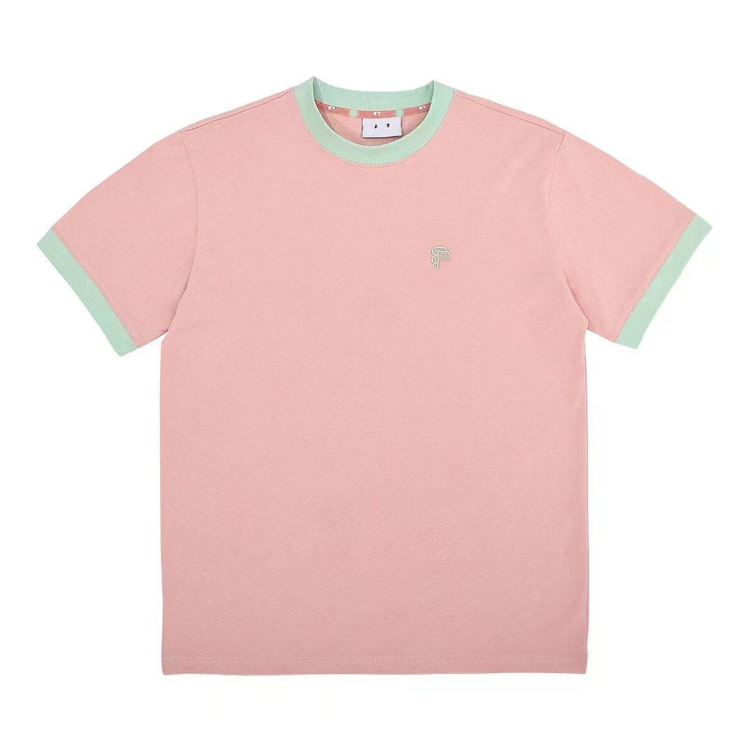 Tide 2023 New Summer Macaron Collision Color Stitching Short-sleeved Male and Female Couples Casual Ins Half-sleeve T-shirt
