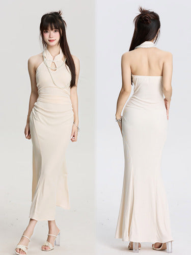 Two-color New Chinese Wear Hanging Neck Dress Elegant Atmosphere