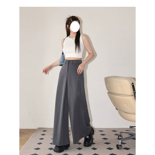 Loose Feeling Lazy Breathable Blouse Camisole + Wide Leg Suit Pants Set