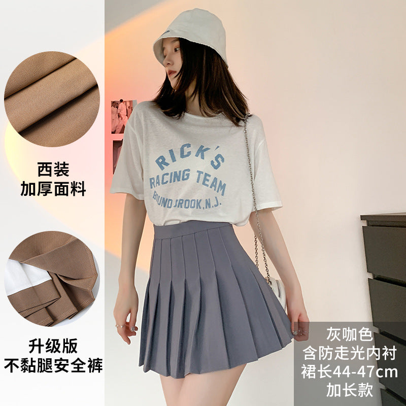 Pleated Skirt Female Summer White Short Skirt Japanese High Waist Thin Jk Plaid A Word Half-body Skirt