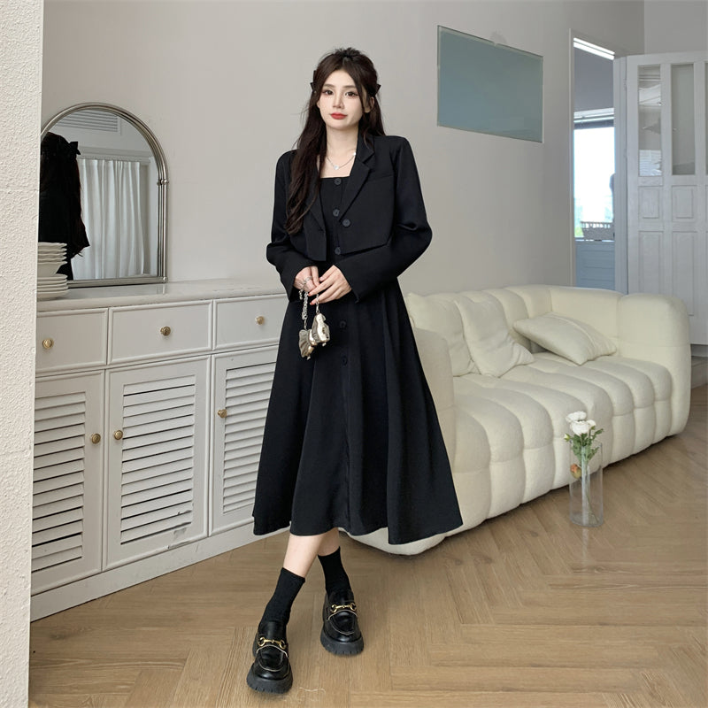 Large Size Wear Premium Sense Blazer Women Early Fall Halter Dress Thin Cover Meat Suit