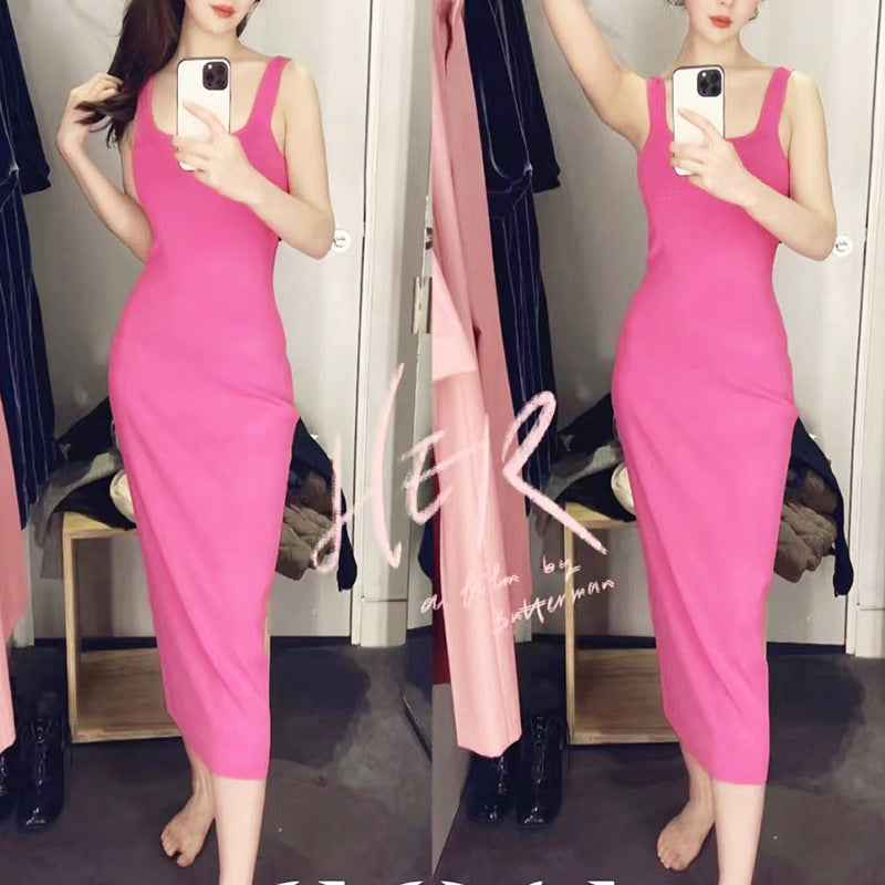 High-quality 2023 Spring/Summer New Women's Clothing: Slimming, Cosplay-Inspired, Elegant Knitted Strap Dress