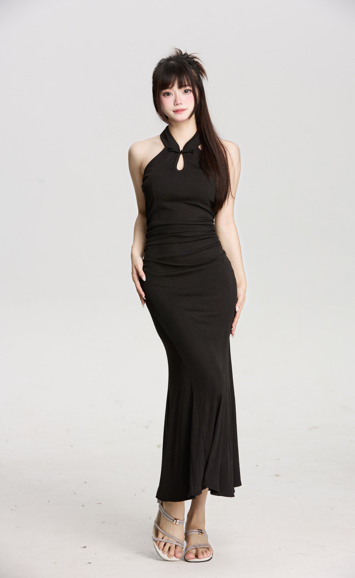 Two-color New Chinese Wear Hanging Neck Dress Elegant Atmosphere