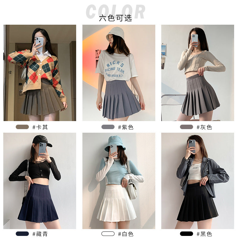 Pleated Skirt Female Summer White Short Skirt Japanese High Waist Thin Jk Plaid A Word Half-body Skirt
