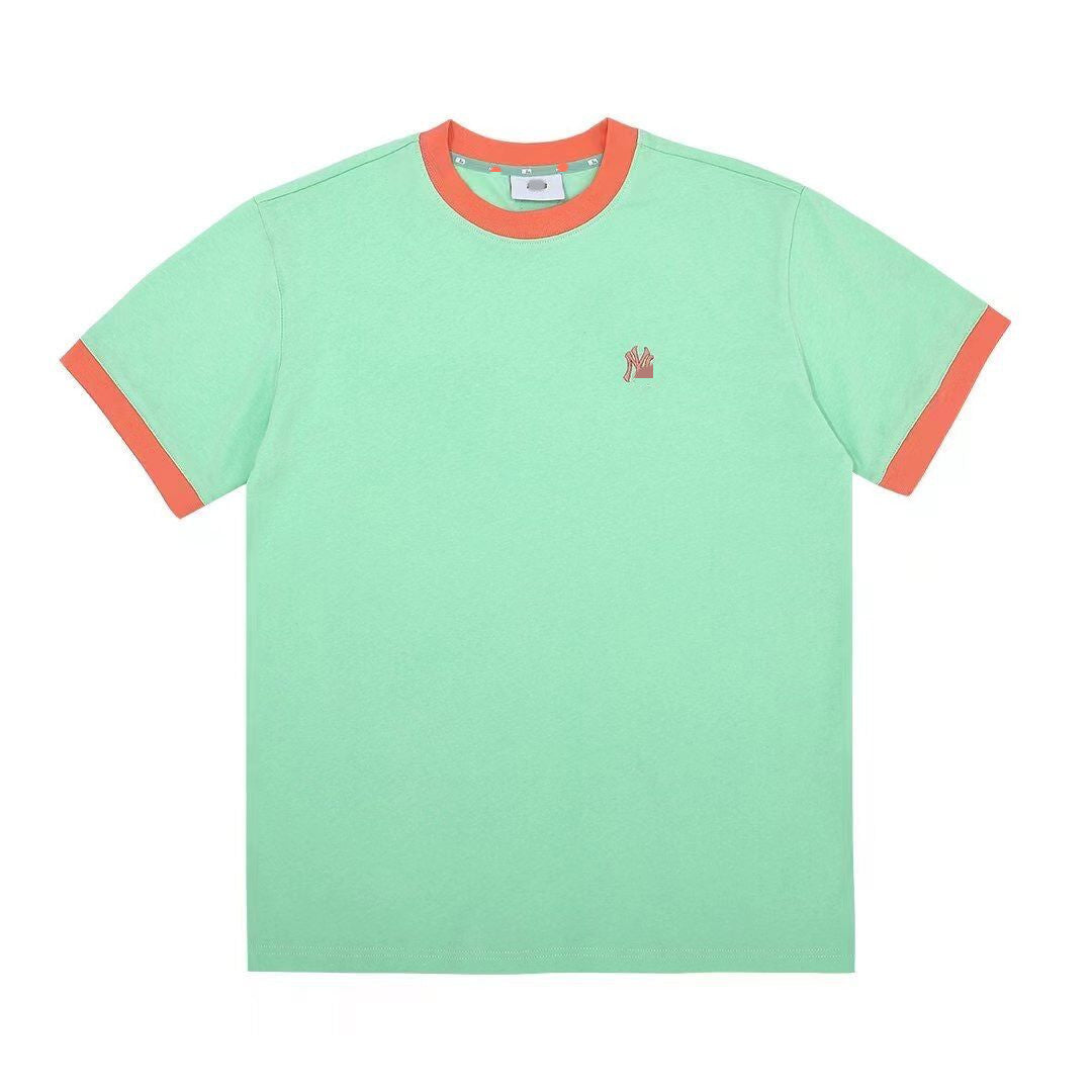 Tide 2023 New Summer Macaron Collision Color Stitching Short-sleeved Male and Female Couples Casual Ins Half-sleeve T-shirt