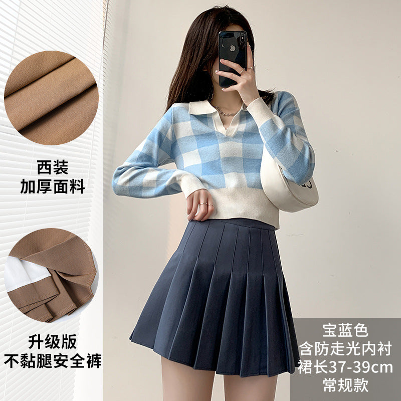 Pleated Skirt Female Summer White Short Skirt Japanese High Waist Thin Jk Plaid A Word Half-body Skirt