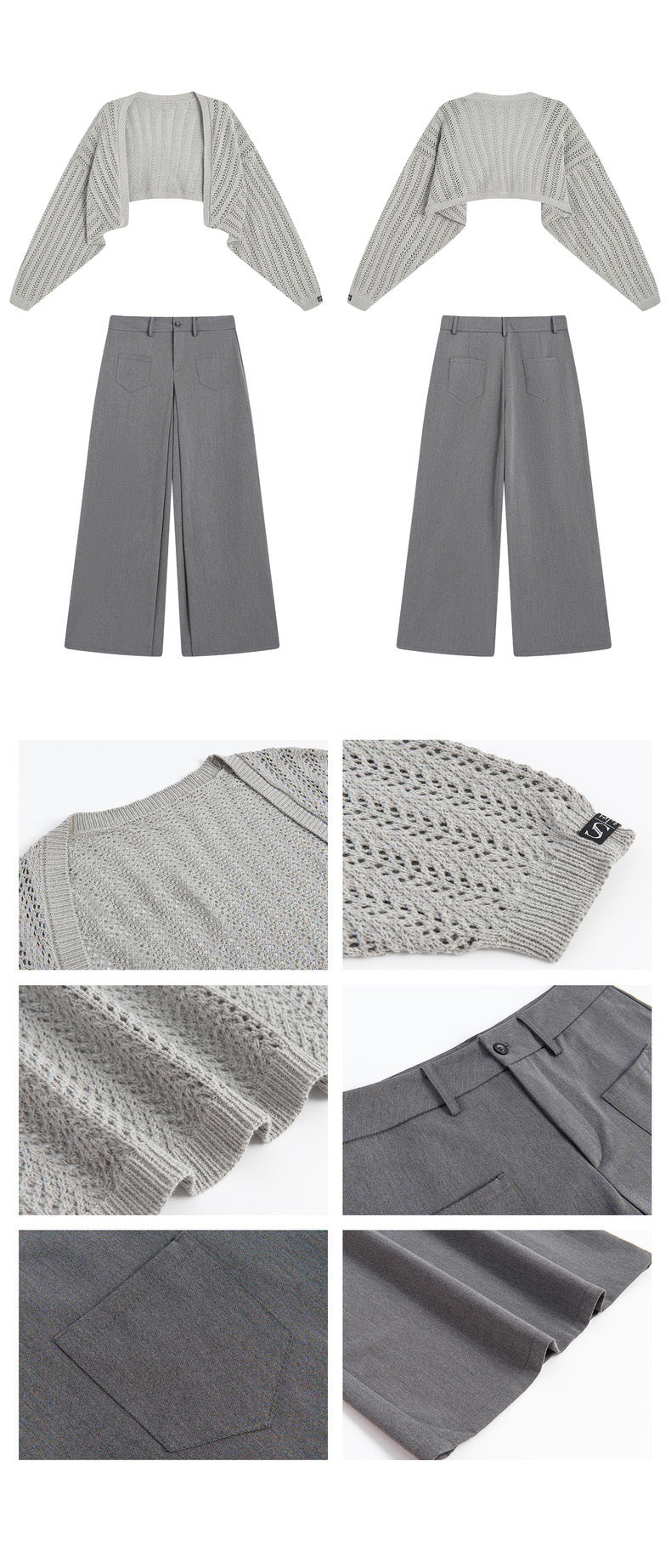 Loose Feeling Lazy Breathable Blouse Camisole + Wide Leg Suit Pants Set