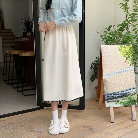 High waist half skirt female 2021 autumn and winter new large size fat sister pear-shaped casual medium-length section A word skirt