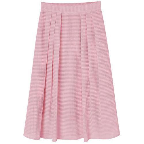 waffle suit female 2021 new bow top + half skirt two-piece set
