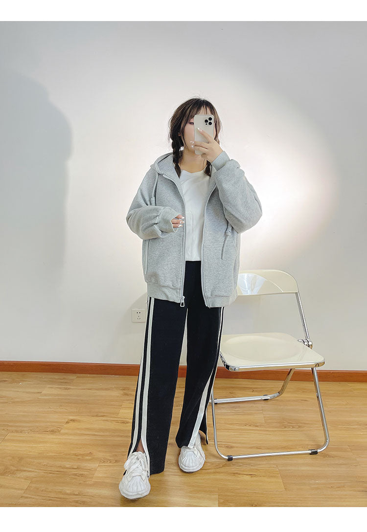 Design sense side striped casual pants female autumn loose wide leg pants sweatpants