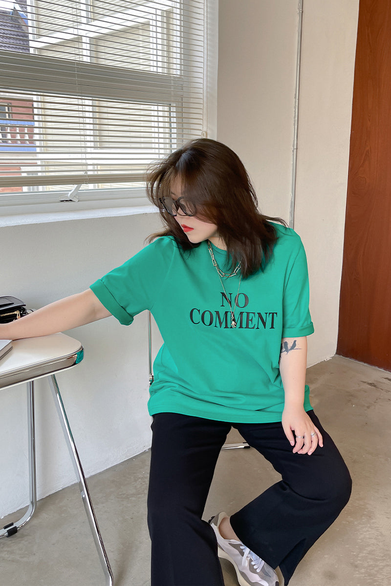 Spring and summer letters printed loose cotton positive shoulder short-sleeved t-shirt women