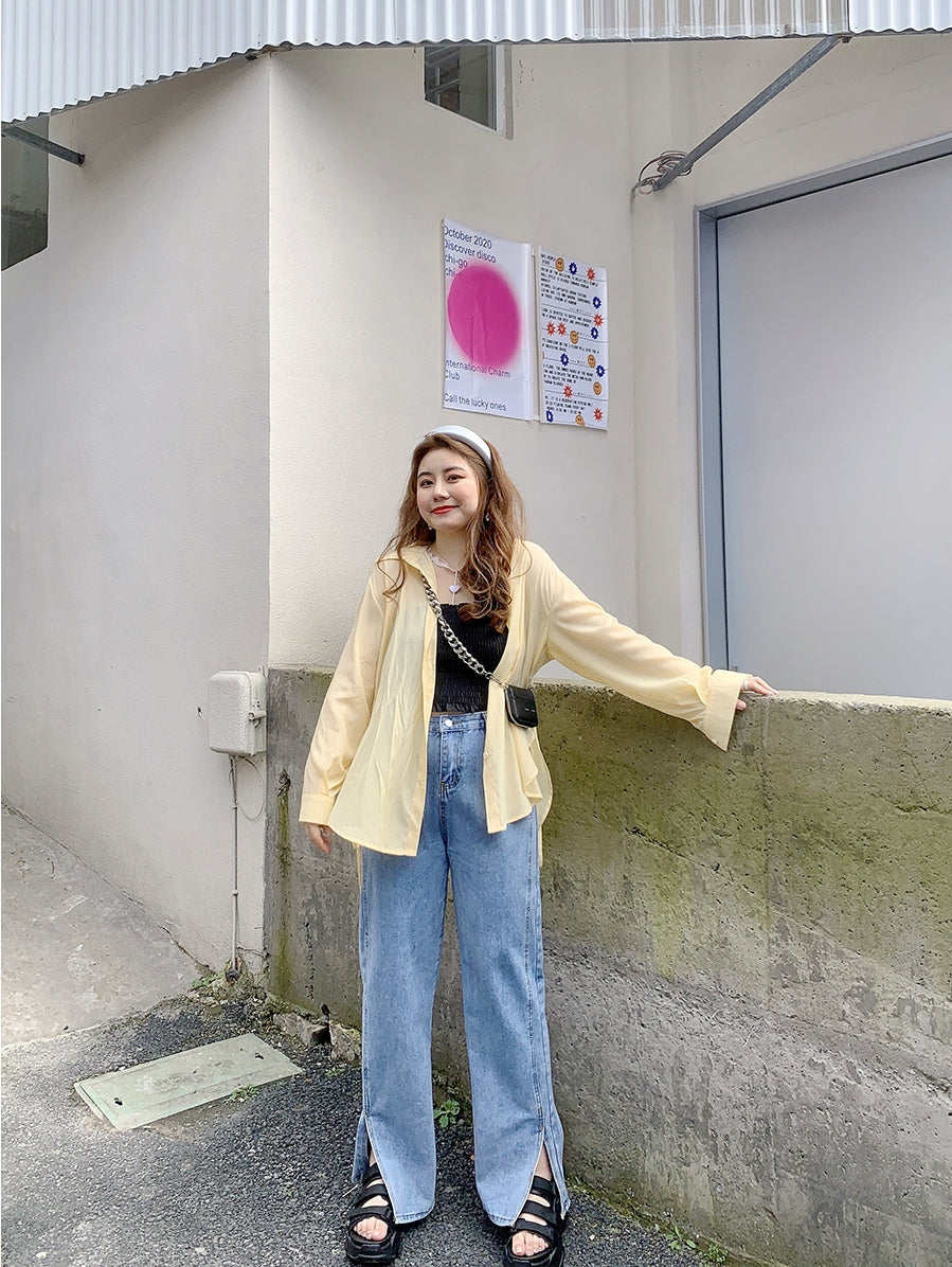 Slightly fat design sense top French lace-up long-sleeved gentle wind shirt