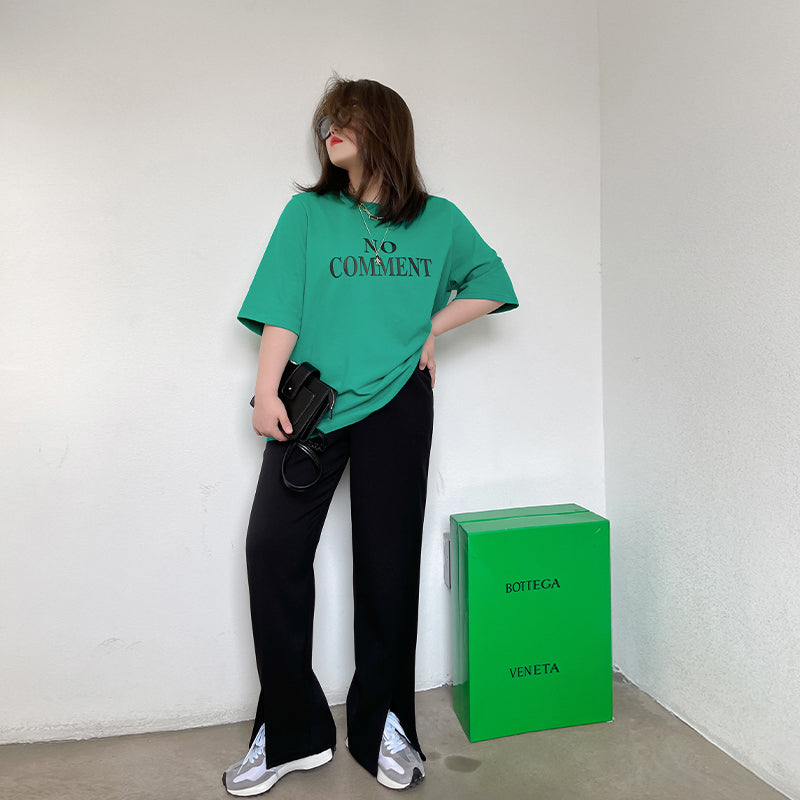 Spring and summer letters printed loose cotton positive shoulder short-sleeved t-shirt women