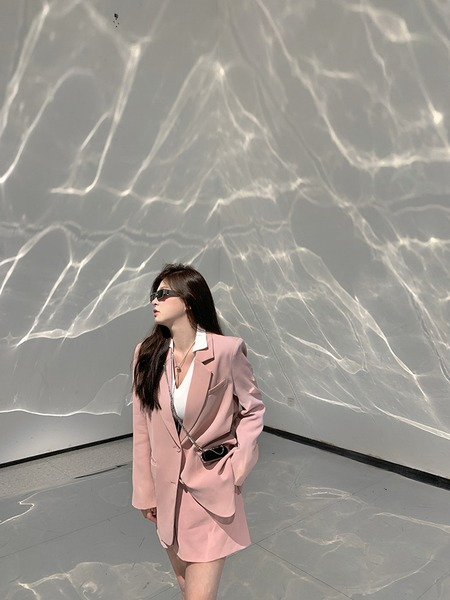 2021 fall new slightly fat large yards package hip half skirt suit jacket female fashion suit