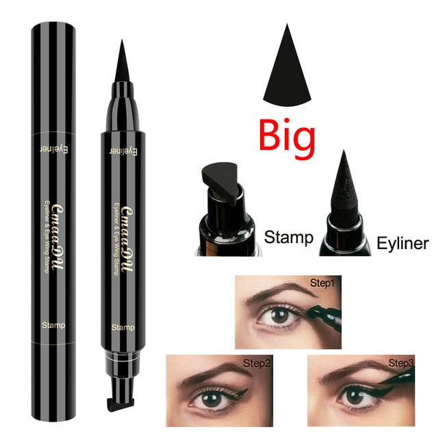 2 In1 Eyeliner Stamp Liquid Eyeliner Pencil Makeup Stamps Seal Pen Stamp Eyeliner Pencil Waterproof Quick Dry Eyeliner TSLM1