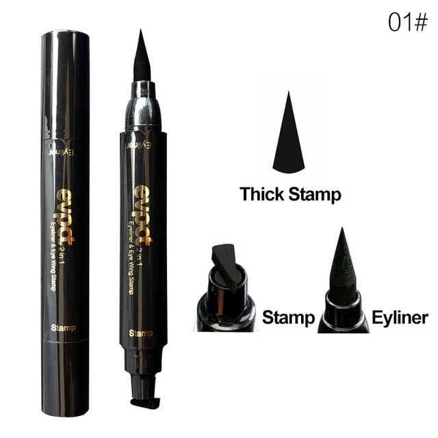 2 In1 Eyeliner Stamp Liquid Eyeliner Pencil Makeup Stamps Seal Pen Stamp Eyeliner Pencil Waterproof Quick Dry Eyeliner TSLM1
