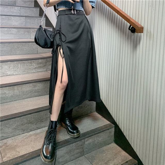 2 Piece Set Women Summer 2020 Gothic Black Skirt Korea Irregular y2k Skirts+Crop Top Fashion Suits Sexy Streetwear Set Chic News