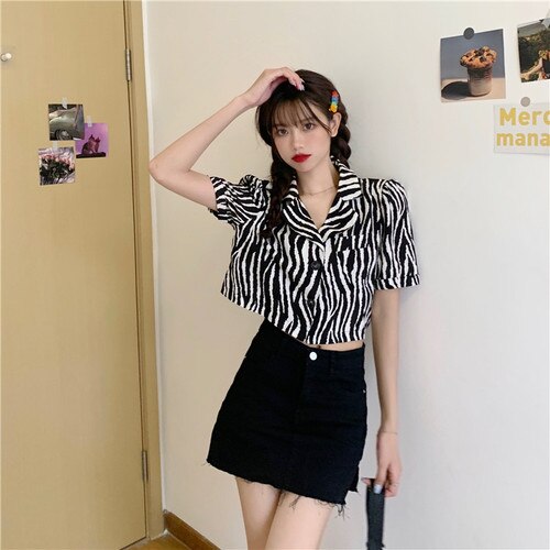 Crop Jackets Women Chic Leopard Summer Harajuku Stylish Korean Ladies Outwear Single Breasted All-match Popular Femme Jacket Hot