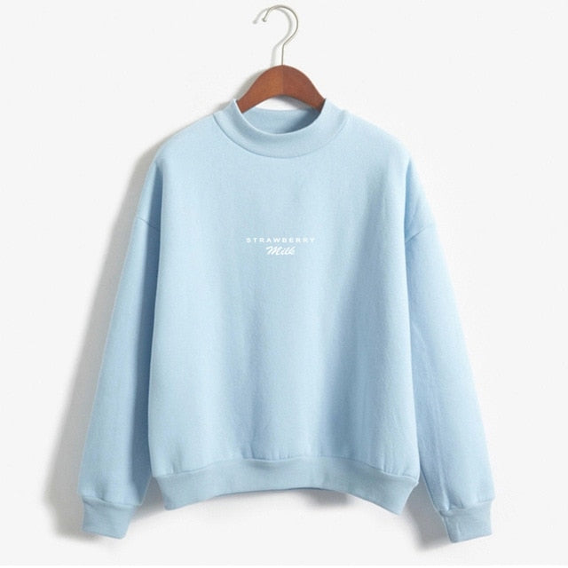 Strawberry Milk Sweatshirts Women Autumn Letters Simple Style Sweet Girl's Hoodies Cute Harajuku Design Kawaii Sweet Hoodies