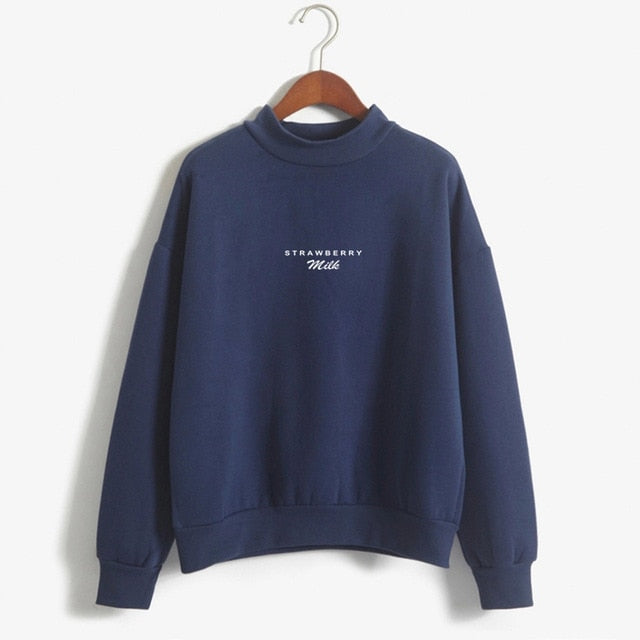 Strawberry Milk Sweatshirts Women Autumn Letters Simple Style Sweet Girl's Hoodies Cute Harajuku Design Kawaii Sweet Hoodies