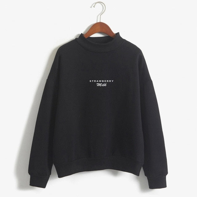 Strawberry Milk Sweatshirts Women Autumn Letters Simple Style Sweet Girl's Hoodies Cute Harajuku Design Kawaii Sweet Hoodies