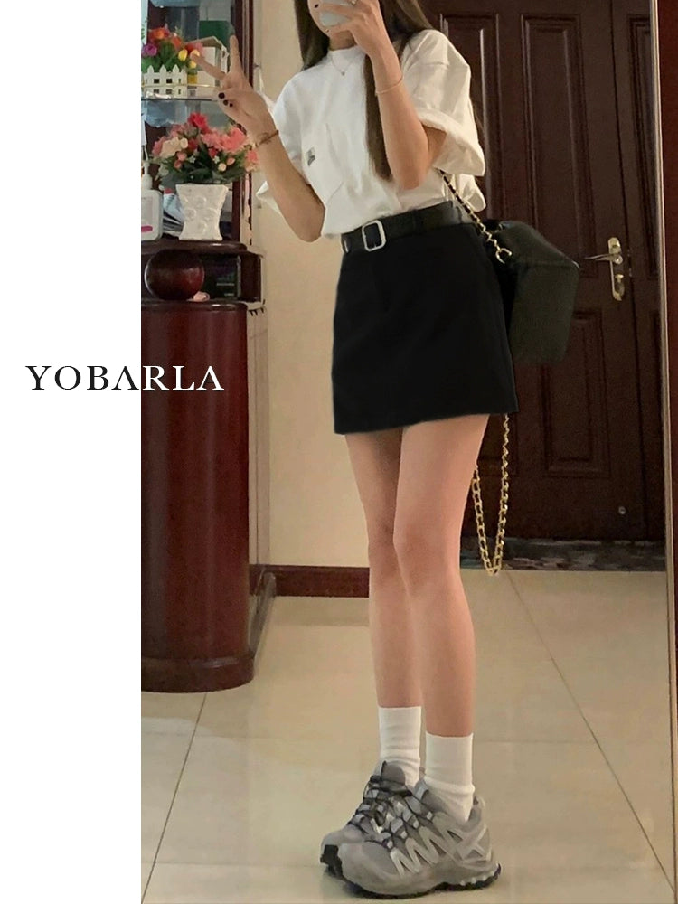 Black Casual Suit Skirt Female Summer New Large Size High Waist Thin Pear-shaped Figure A Word Half-body Skirt