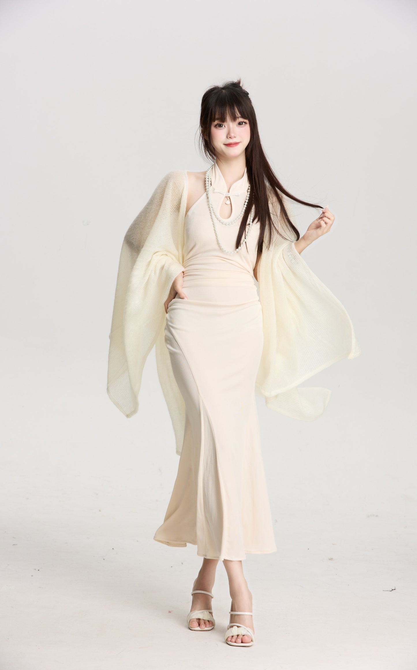 Two-color New Chinese Wear Hanging Neck Dress Elegant Atmosphere