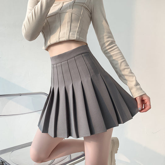 Pleated Skirt Female Summer White Short Skirt Japanese High Waist Thin Jk Plaid A Word Half-body Skirt