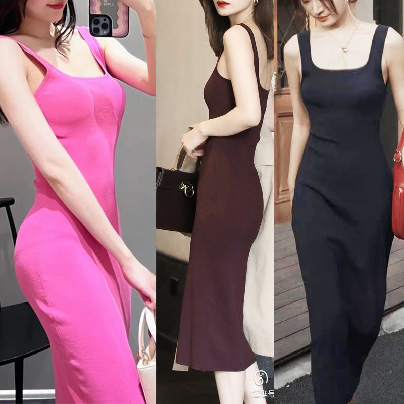 High-quality 2023 Spring/Summer New Women's Clothing: Slimming, Cosplay-Inspired, Elegant Knitted Strap Dress