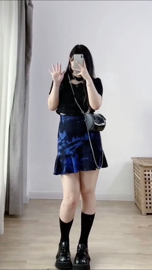 Harajuku Tie Dye Women Skirt Punk Gothic Loose streetwear Wind High Waist Skirt 2020 Female Fashion New Arrival A-line Skirts