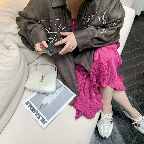 Chubby beauty long-sleeved shirt female 2021 new spring loose large yards thin outer shirt jacket