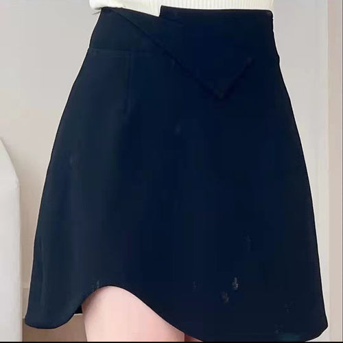 High-waisted belly-covering half skirt sub fall and winter anti-flash short skirt large yardage hundred with irregular A-line suit skirt