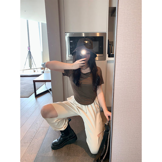 Fashion fried street suit female 2021 new T-shirt + legging casual pants two-piece set