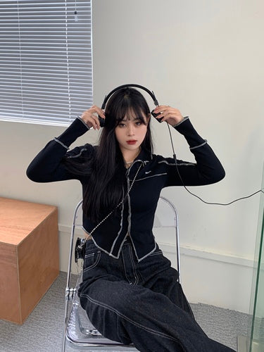 Autumn new sense of design niche chic two-sided wear magnanimous lean Korean version of the hundred hitch bottoming shirt female