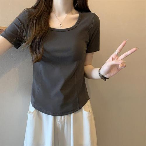 Oversize Irregular Short-sleeved T-shirt Female Summer New Cover Meat Thin Short Section White Micro Fat Positive Shoulder Tops