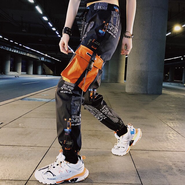 Autumn 2020 Fashion Women Pants Cargo High Waist Chains Trousers Joggers Ladies Hip Hop Solid Loose Spring Streetwear Female