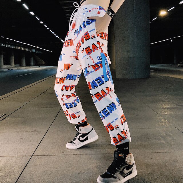 Autumn 2020 Fashion Women Pants Cargo High Waist Chains Trousers Joggers Ladies Hip Hop Solid Loose Spring Streetwear Female